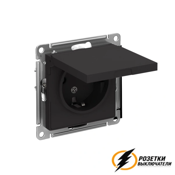 Розетка с белой крышкой ip20 16а 250в AtlasDesign карбон