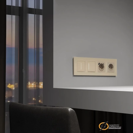 Рамка стеклянная 4 местная Werkel Senso шампань soft-touch