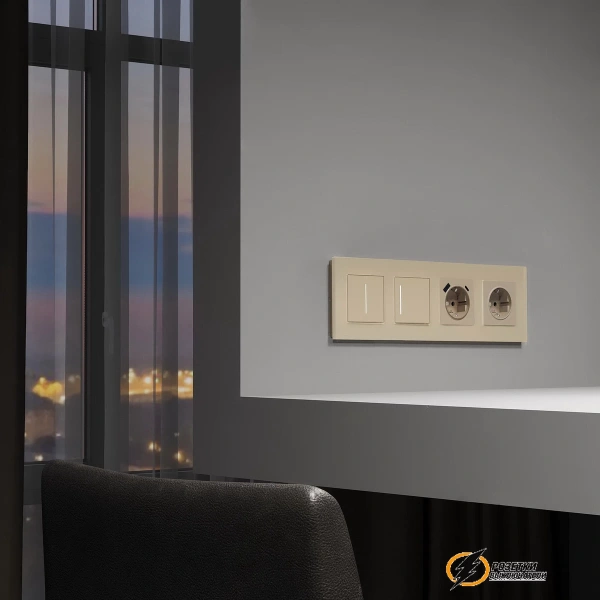 Рамка стеклянная 4 местная Werkel Senso шампань soft-touch