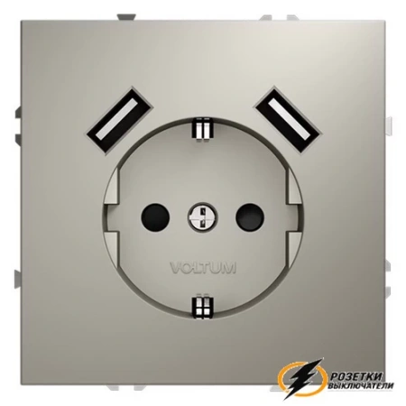 Розетка с USB зарядкой 2 порта, А 3,2 mA Voltum S70 кашемир VLS040402