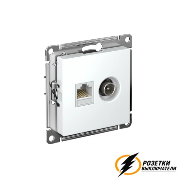 Розетка тв и интернет rj45 cat 6 AtlasDesign лотос