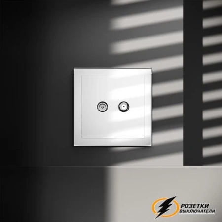 ТВ спутниковая розетка Voltum S70 белая глянцевая VLS060400