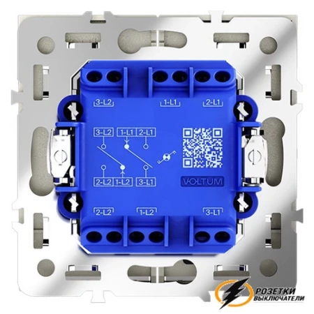 Выключатель проходной двухклавишный с подсветкой Voltum S70 сталь VLS020404