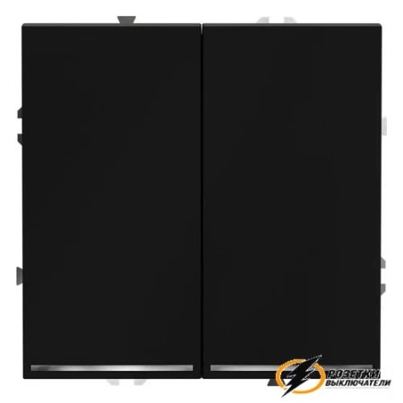 Выключатель двухклавишный с подсветкой Voltum S70 черный VLS020207