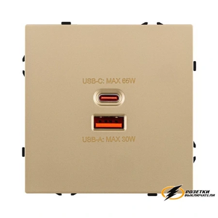 Зарядка USB 2 порта А+C 6000mA 65Вт Kollinger Eclipse золото