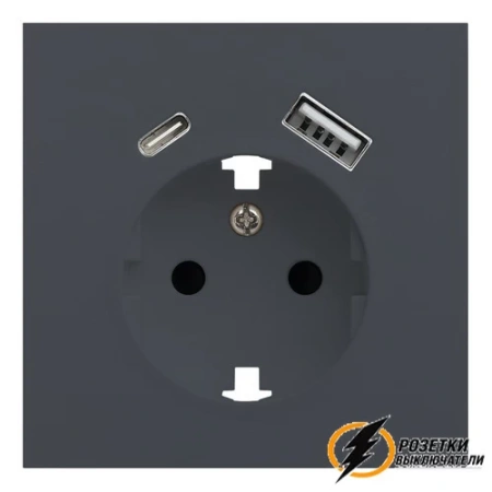 Накладка розетки с USB A+C Rikett базальт