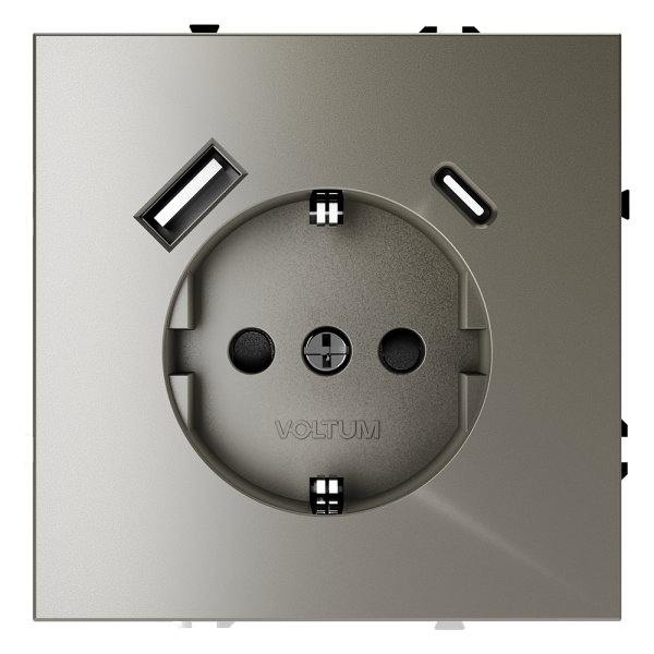 Розетка с USB зарядкой 2 порта, А+C 3,2 mA Voltum S70 шелк VLS040503