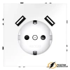 Розетка с USB зарядкой 2 порта, А 3,2 mA Voltum S70 белая матовая VLS040401