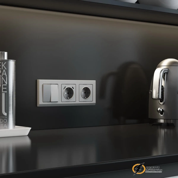 Розетка с USB зарядкой 2 порта А+C 3,0 mA Werkel серебряная матовая