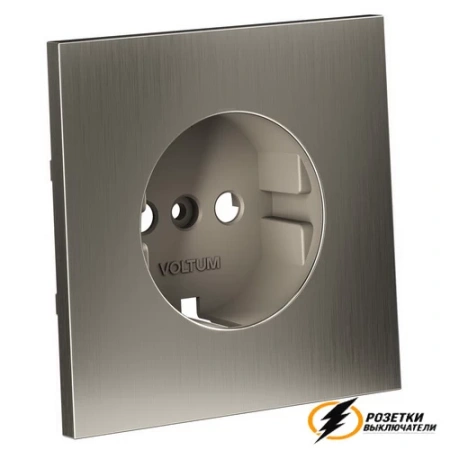 Розетка с заземлением 16а 250в Voltum S70 Metal никель VLSM000611+VLS0401M