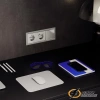 Выключатель проходной одноклавишный с подсветкой Voltum S70 шелк VLS010403