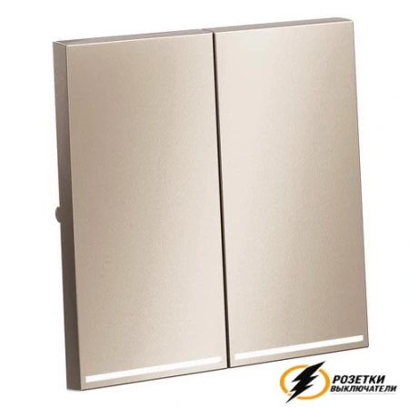 Выключатель проходной двухклавишный с подсветкой Voltum S70 Metal платина VLSM000410+VLS020400