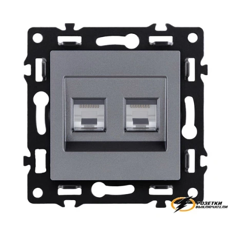 Розетка компьютерная rj45 двойная cat 6 Kollinger Asthetik серая