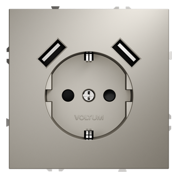 Розетка с USB зарядкой 2 порта, А 3,2 mA Voltum S70 кашемир VLS040402