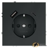 Розетка с USB зарядкой 2 порта, А+C 3,2 mA Voltum S70 графит VLS040506