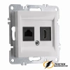 Розетка двойная HDMI + Internet rj45 cat 6 розетка Arvia белая