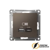 Зарядка USB 2 порта А+C 2,4 mA AtlasDesign мокко