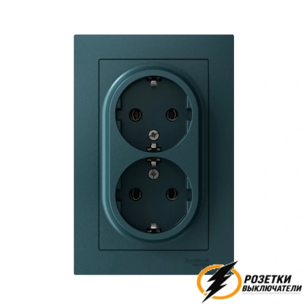 Розетка двойная с заземлением 10а 250в AtlasDesign изумруд