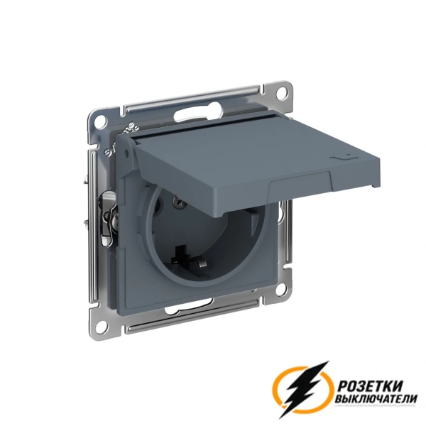 Розетка с белой крышкой ip20 16а 250в автозажимная AtlasDesign грифель