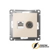 Розетка тв и интернет rj45 cat 6 AtlasDesign бежевая