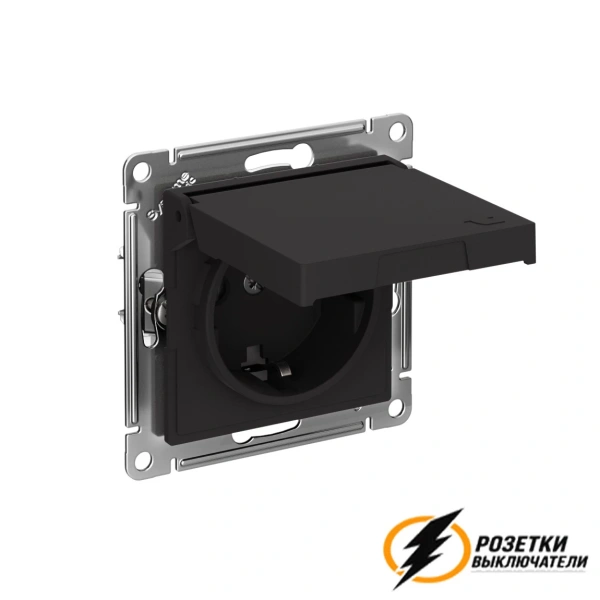 Розетка с белой крышкой ip20 16а 250в автозажимная AtlasDesign карбон