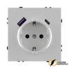 Розетка с USB зарядкой 2 порта А+C 2400mA Brionilux Z жемчуг матовая