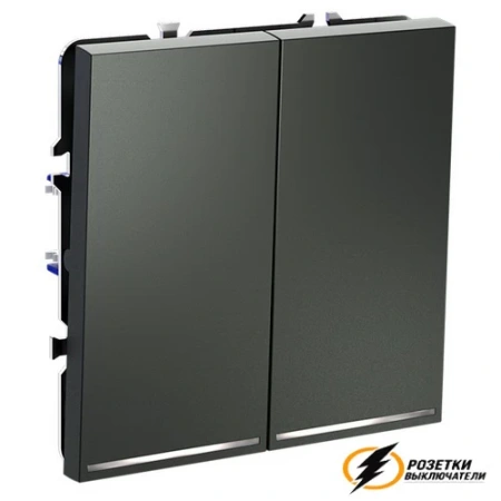 Выключатель двухклавишный с подсветкой Voltum S70 титан VLS020205