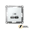 Зарядка USB 2 порта А+C 3,0 mA AtlasDesign белая