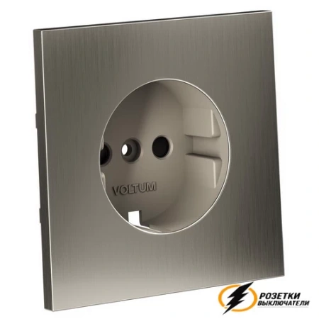 Розетка с заземлением со шторками 16а 250в Voltum S70 Metal никель VLSM000711+VLS0401M