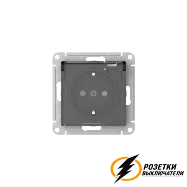 Розетка с прозрачной крышкой ip44 16а 250в автозажимная AtlasDesign карбон