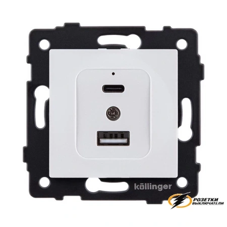 Зарядка USB 2 порта А+C 3000mA 20Вт Kollinger Aspekt белая