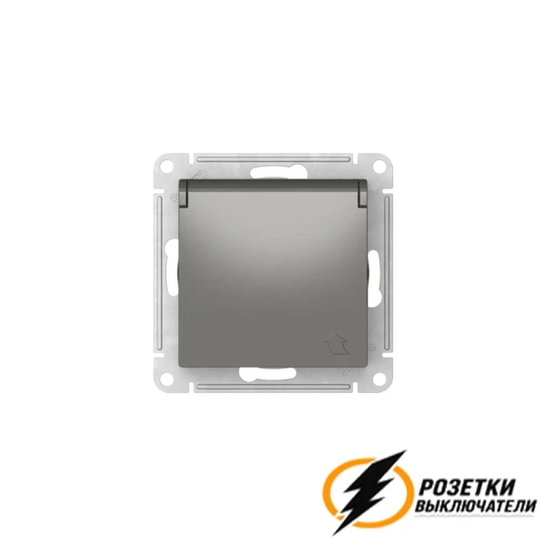 Розетка с белой крышкой ip20 16а 250в автозажимная AtlasDesign сталь