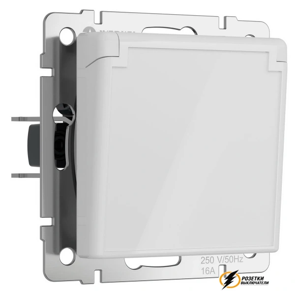 Розетка с крышкой ip40 16а 250в Werkel белая акрил