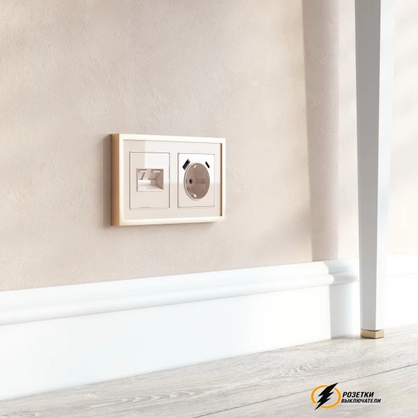 Накладка для двойной розетки Еthernet RJ-45 айвори акрил