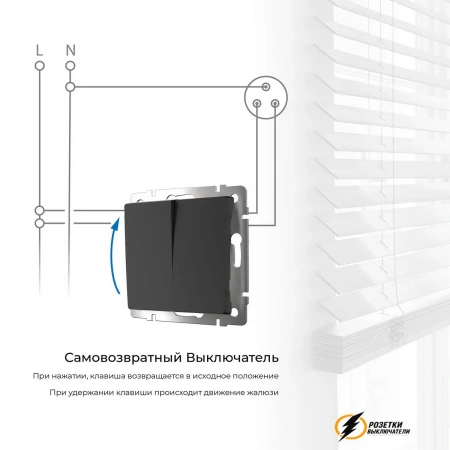 Звонковый выключатель двухклавишный НО Werkel черный матовый