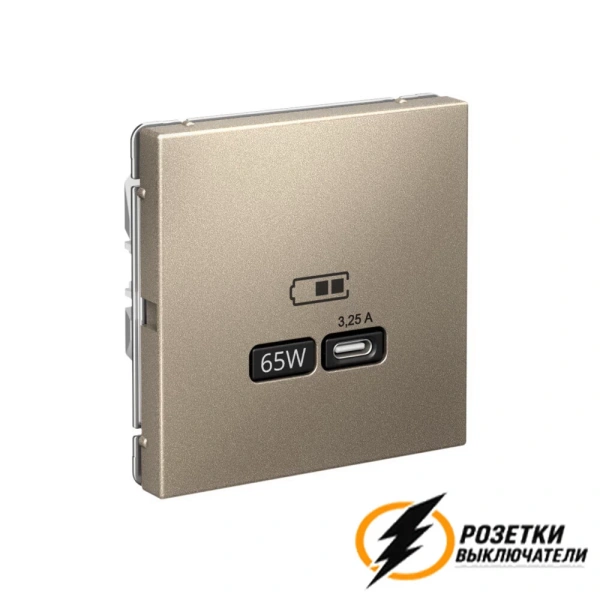 Зарядка USB 1 порта тип С 3250 mA ArtGallery шампань