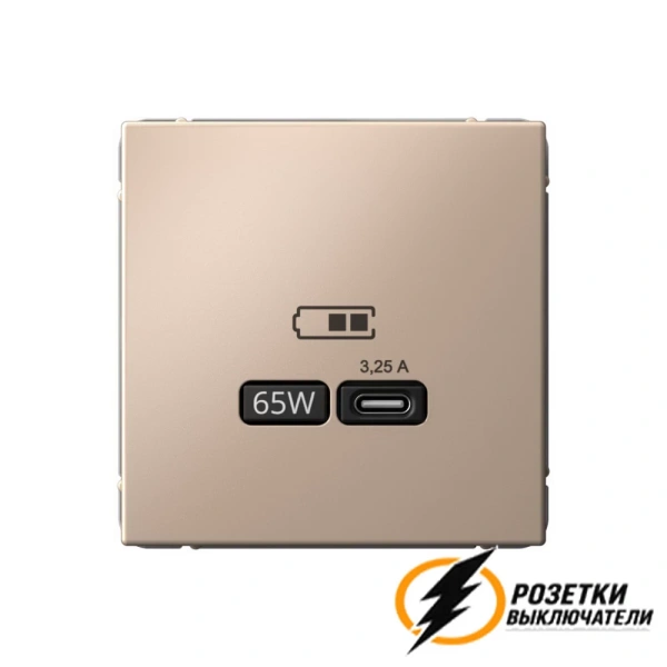 Зарядка USB 1 порта тип С 3250 mA ArtGallery песочный