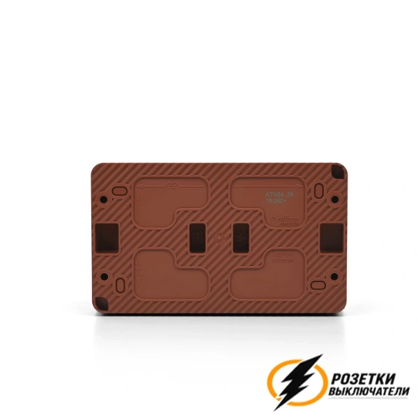 Розетка накладная двойная с прозрачной крышкой ip54 16а 250в AtlasDesign Profi террактовая
