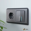 Розетка с заземлением 16а 250в Werkel графит рифленая