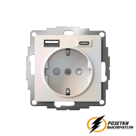 Розетка с USB зарядкой 2 порта А+C 3,0 mA AtlasDesign жемчуг