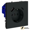 Розетка с USB зарядкой 2 порта, А+C 3,2 mA Voltum S70 графит VLS040506