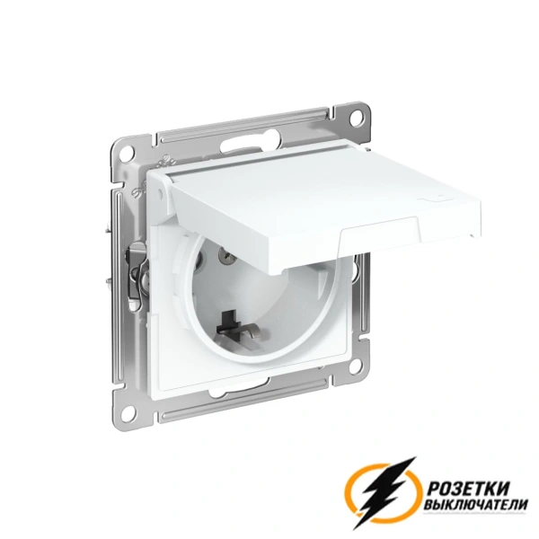 Розетка с белой крышкой ip20 16а 250в автозажимная AtlasDesign белая