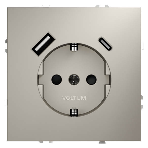 Розетка с USB зарядкой 2 порта, А+C 3,2 mA Voltum S70 кашемир VLS040502