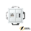 Розетка двойная HDMI + Internet rj45 cat 5e AtlasDesign белая