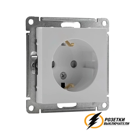 Розетка с заземлением со шторками 16а 250в AtlasDesign белая