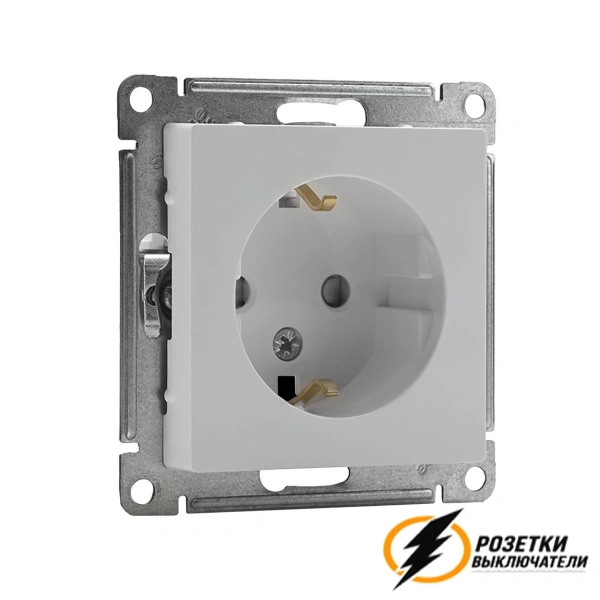 Розетка с заземлением со шторками 16а 250в AtlasDesign белая