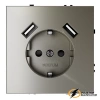 Розетка с USB зарядкой 2 порта, А 3,2 mA Voltum S70 шелк VLS040403
