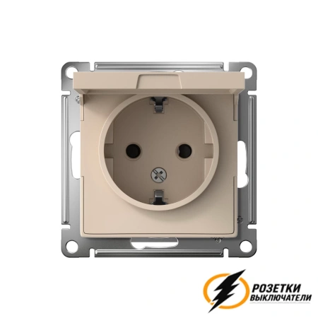 Розетка с белой крышкой ip20 16а 250в AtlasDesign песочная